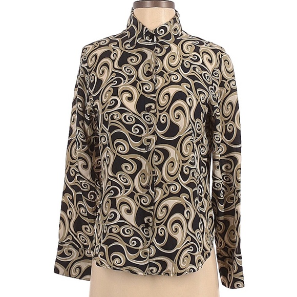 Y2K 100% silk swirl blouse - Picture 1 of 5